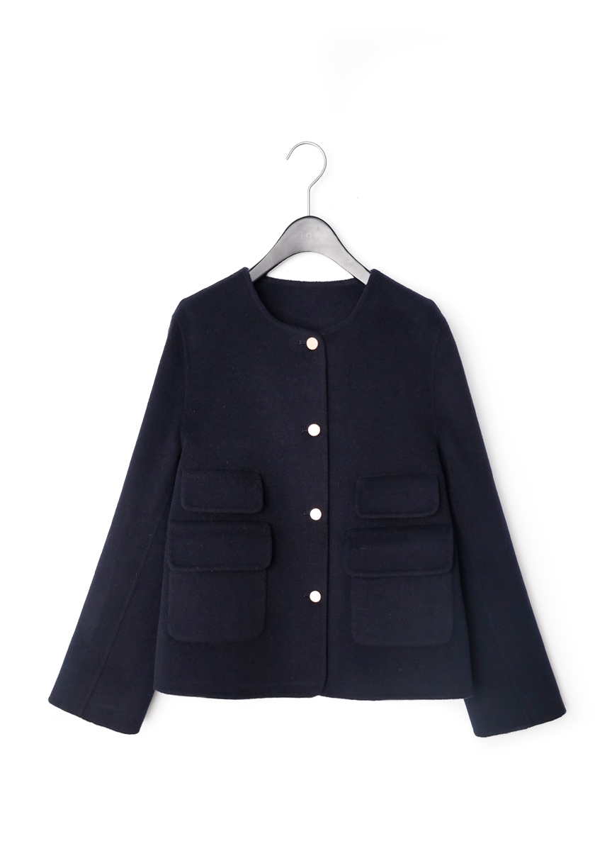 質感羊絨雙袋短版大衣